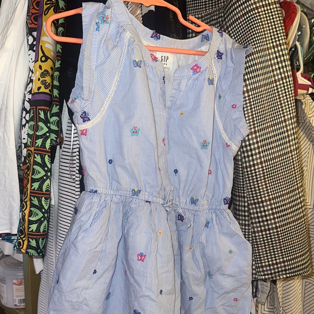 GAP Kids Light Blue Dress with Colorful Embroidery